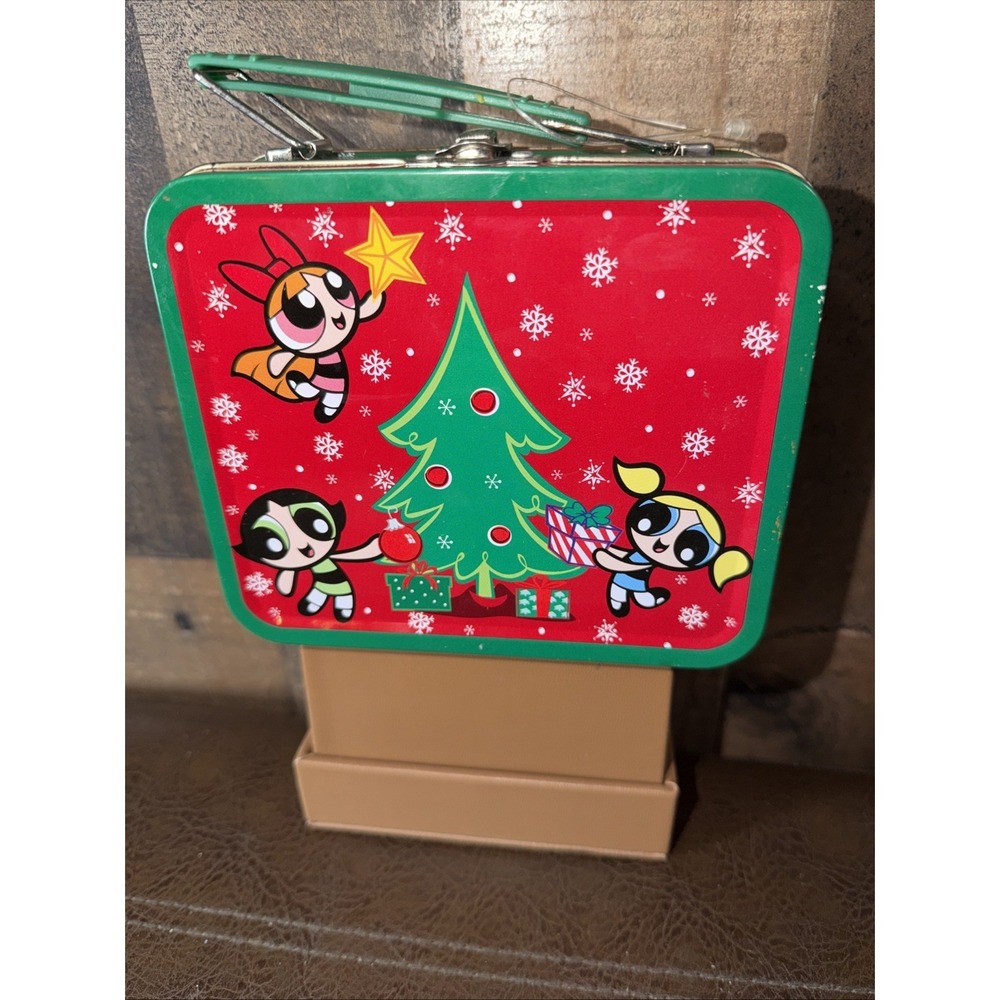 Vintage 2000 Powerpuff Girls Mini Tin Lunch Box Christmas Holiday CartoonNetwork